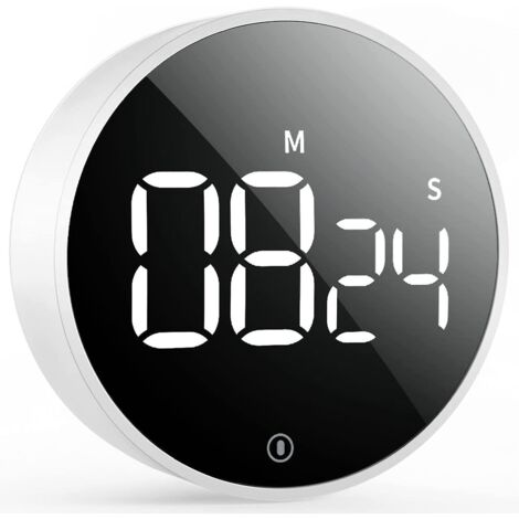 Digitaler Küchentimer (Weiß): Magnetischer Timer mit großem LED-Display, einstellbarer Lautstärke und Helligkeit, einfach für Kinder zu bedienen