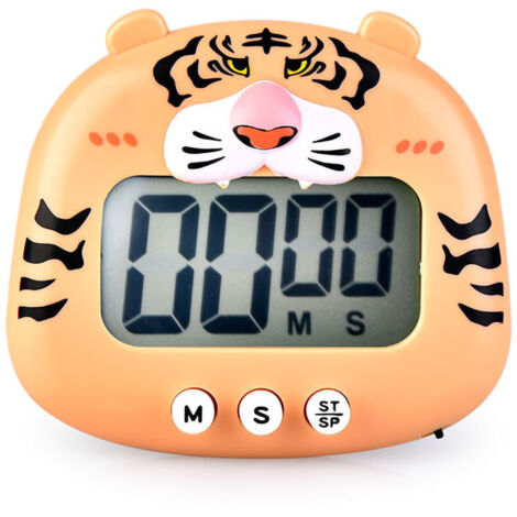 Digitaler Magnet-Schülertimer (100 Minuten), Küchen-Countdown-Timer mit Batterie, Orange Tiger Design