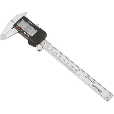 Digitaler Messschieber, 6 Zoll/150 mm Messschieber mit Edelstahl, elektronischer Messschieber mit großem LCD-Display, schwarz