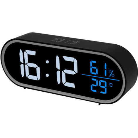 Digitaler Spiegelwecker, LED-Digitaluhr, große Zeit-/Temperaturanzeige