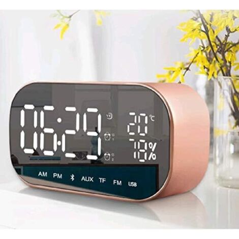 Digitaler Spiegelwecker mit Bluetooth-Lautsprecher und Lichtalarm