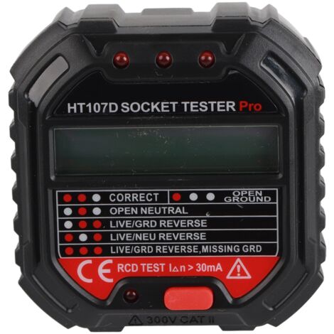 Digitaler Steckdosentester EU 90–250 V – LCD-Bildschirm, Netzfehlerdetektor