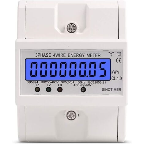 KEYOUNG Digitaler Stromzähler mit LCD, 3-Phasen 4-Draht, Wechselstromzähler, Geeicht Stromzähler, Drehstromzähler für DIN Hutschiene Zwischenzähler Strom Geeicht 230/400V 5-80A
