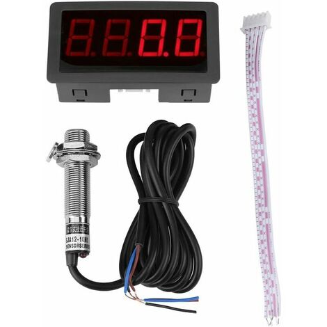 Digitaler Tachometer – 4 LED-Digital-Tachometer-Tachometer + NPN-Hall-Effekt-Näherungsschaltersensor, 1 Set