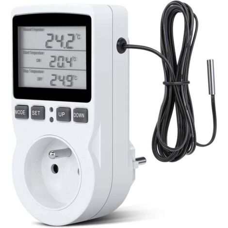 Digitaler Temperaturregler Heizung Kühlung Thermostat Steckdose 230V LCD Temperaturregler für Gewächshaus Farm Temperaturregler/Terrarium Thermostat (Steckdose)
