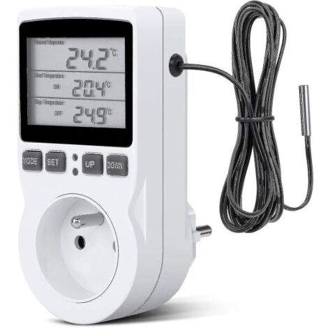 Digitaler Thermostat für Heizung und Kühlung mit LCD-Temperaturanzeige, 230 V, für Gewächshäuser/Terrarien (Steckdose)