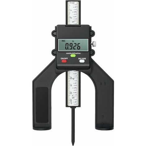 GALOZZOIT Digitaler Tiefenmesser Höhenmesser 80 mm/3,14 Zoll mit Batterie 0,10 mm/0,004 Zoll Genauigkeit mit ABS/INC-Funktion Höhen-/Tiefenmessung für Zimmermanns-Holzbearbeitungs-Tischkreissäge