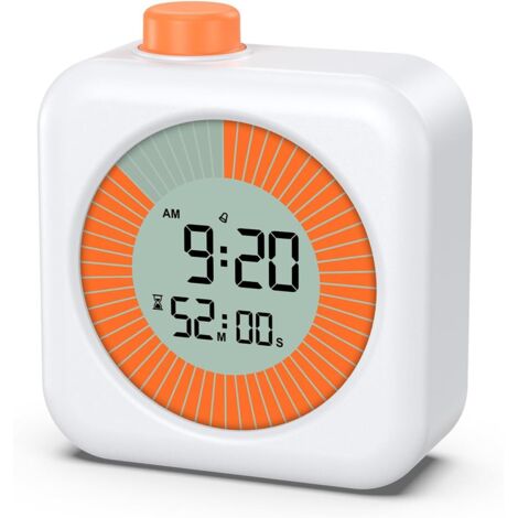 Digitaler visueller Timer, 3-in-1 60-Minuten-Countdown-Timer mit großem LCD-Display, 12/24 Stunden, geräuschloser Betrieb, Timer mit Knopf für Kinder oder Erwachsene