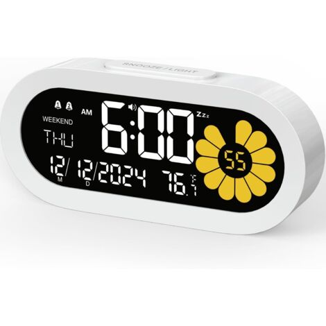 Digitaler Wecker für das Schlafzimmer: Dual-Alarm Nachttischuhr VA LCD-Display mit Sekundenanzeige, 9-Minuten-Schlummerfunktion und Wochenendmodus, 3 Helligkeitsstufen, 4 Alarme für Nachttisch