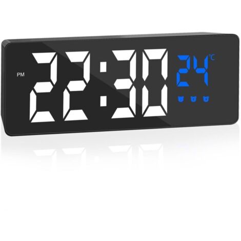 Digitaler Wecker, großes Display mit Temperaturanzeige, Nachttischwecker, USB-betriebener Wecker, Wecker mit 3 Schlummermodi, 12/24-Stunden-Anzeige, automatische Helligkeitsanpassung bei Nacht.