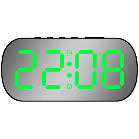Digitaler Wecker, kleiner Tischwecker, LED-Spiegeldisplay, zwei Alarmstufen mit Schlummerfunktion, 5 Helligkeitsstufen einstellbar, geeignet für Schlafzimmer, Zuhause und Büro