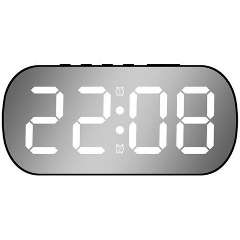 Digitaler Wecker, kleiner Tischwecker, LED-Spiegeldisplay, zwei Alarmstufen mit Schlummerfunktion, 5 Helligkeitsstufen einstellbar, geeignet für Schlafzimmer, Zuhause und Büro