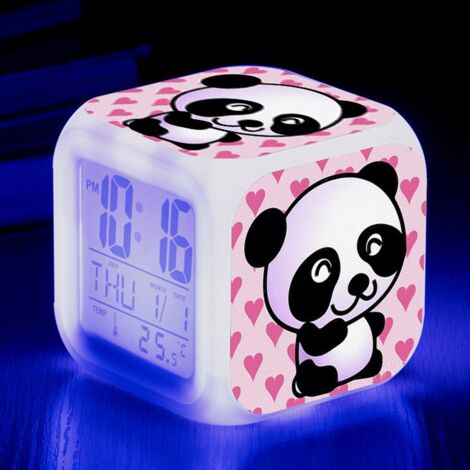 Digitaler Wecker mit Panda-Motiv (B), Wecker mit bunten Lichtern