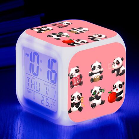 Digitaler Wecker mit Panda-Motiv (D), Wecker mit bunten Lichtern