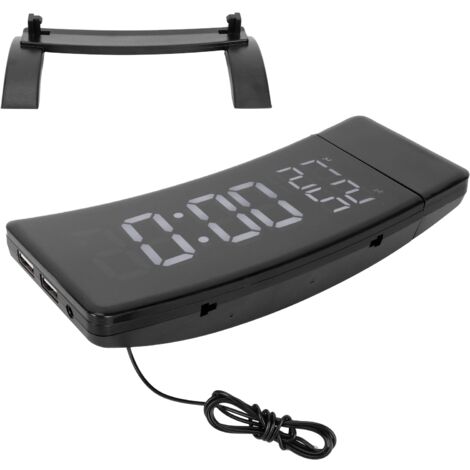 Digitaler Wecker mit rotierender Projektion, eingebautem Thermometer, FM-Radio und USB-Anschluss