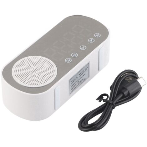 Digitaler Wecker mit UKW-Radio, wiederaufladbarem Bluetooth 5.0-Lautsprecher und Spiegel für Reisen und zum Lesen