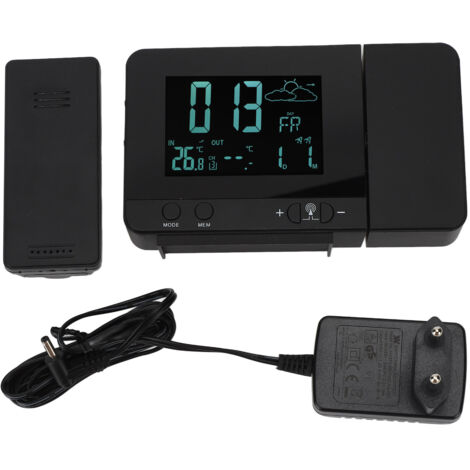 Digitaler Wecker mit Wetteranzeige, 8 einstellbaren LED-Leuchten, Schlummerfunktion und universellem USB-Netzteil