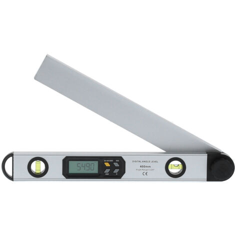 Digitaler Winkelmesser, 400 mm digitaler Winkelmesser mit 2-Zoll-LED-Wasserwaage, elektronisches Winkelmessgerät, Bauwinkelmesser