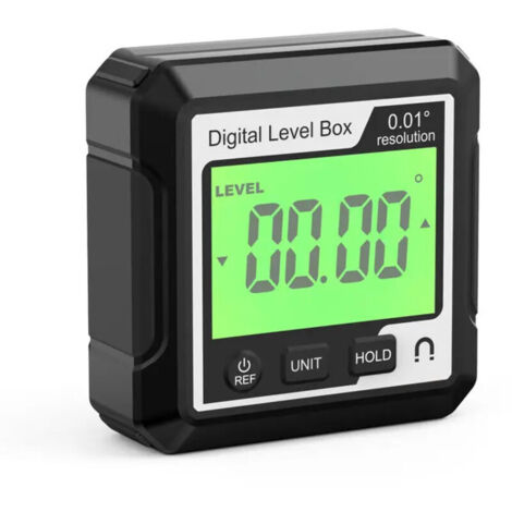 Digitaler Winkelmesser, magnetischer Winkelmesser, digitale LCD-Wasserwaage, Winkelmesser, hintergrundbeleuchtetes tragbares Winkelmessgerät, batteriebetrieben (schwarz-weiß)