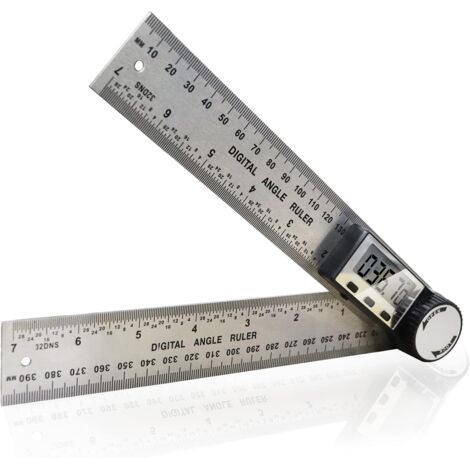 Digitaler Winkelmesser Nr. 400 mm – Edelstahl, LCD-Anzeige, Nullstellung, mm/Zoll