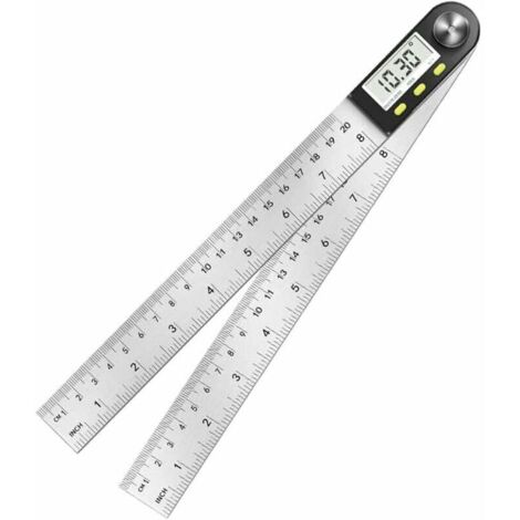 Digitaler Winkelmesser, Winkelmessung 0°–360°, Winkelmesser aus Edelstahl mit LCD-Anzeige, Edelstahl-Lineal für Holzbearbeitung, Hausaufgaben und Bauarbeiten