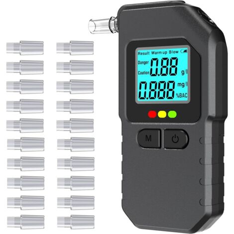 Digitales Alkoholtestgerät – Professionelles Atemalkoholmessgerät mit Dualsensor, LCD-Display, tragbar für Auto und Zuhause  20 Düsen