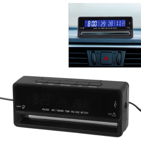 Digitales Autothermometer mit Multifunktion, Uhr, Spannungsanzeige und Frostwarnung, 13 x 4,8 x 2,5 cm, ABS, zweifarbig