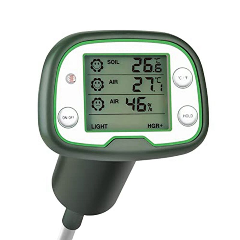 Image of Digitales Boden Thermometer 4-In-1 Tester Thermometer/Licht/Luft Temperatur/Luft Feuchte Messer