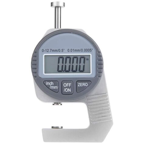 Digitales Dickenmessgerät, 0–12,7 mm/0,5 Zoll, mit großem LCD-Display, zur Messung der Dicke von Papier, Rohren und Blechen, mit automatischer Umschaltung zwischen Zoll und Millimeter.