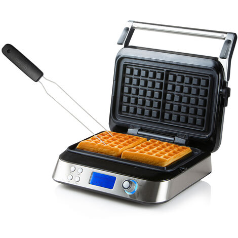 Digitales Doppel Waffeleisen Belgische Waffeln 5 Programme Timer mit Waffelgabel