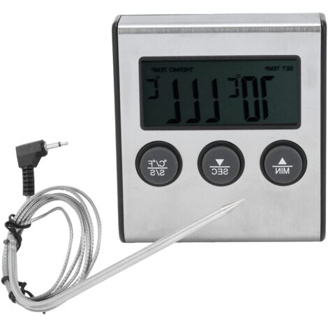 Digitales Fleischthermometer, Lebensmitteltemperaturmesser mit klappbarer Sonde, Timer und Alarm für die Küche