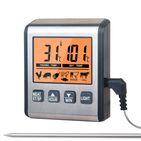 Digitales Fleischthermometer mit großem Display mit Hintergrundbeleuchtung, ultraschnell für die Küche im Innen- und Außenbereich