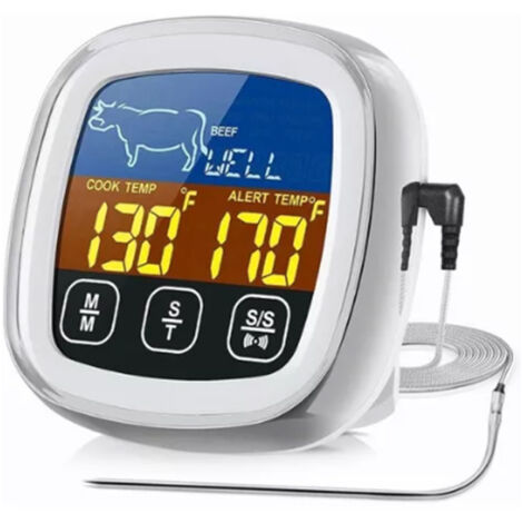 Digitales Fleischthermometer mit Sofortanzeige, Touchscreen und langer Sonde zum Kochen, Backen und Grillen