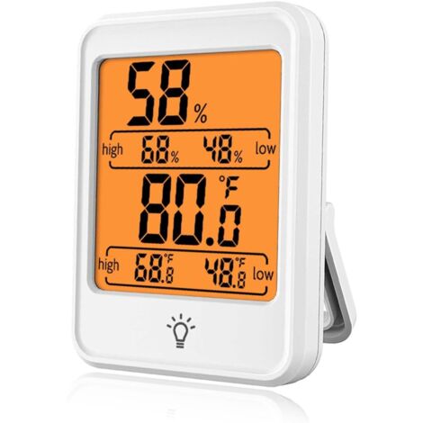 Digitales Hygrometer-Thermometer, großes Display, batteriebetrieben, geringer Stromverbrauch, für Büro oder Zuhause (weiß)