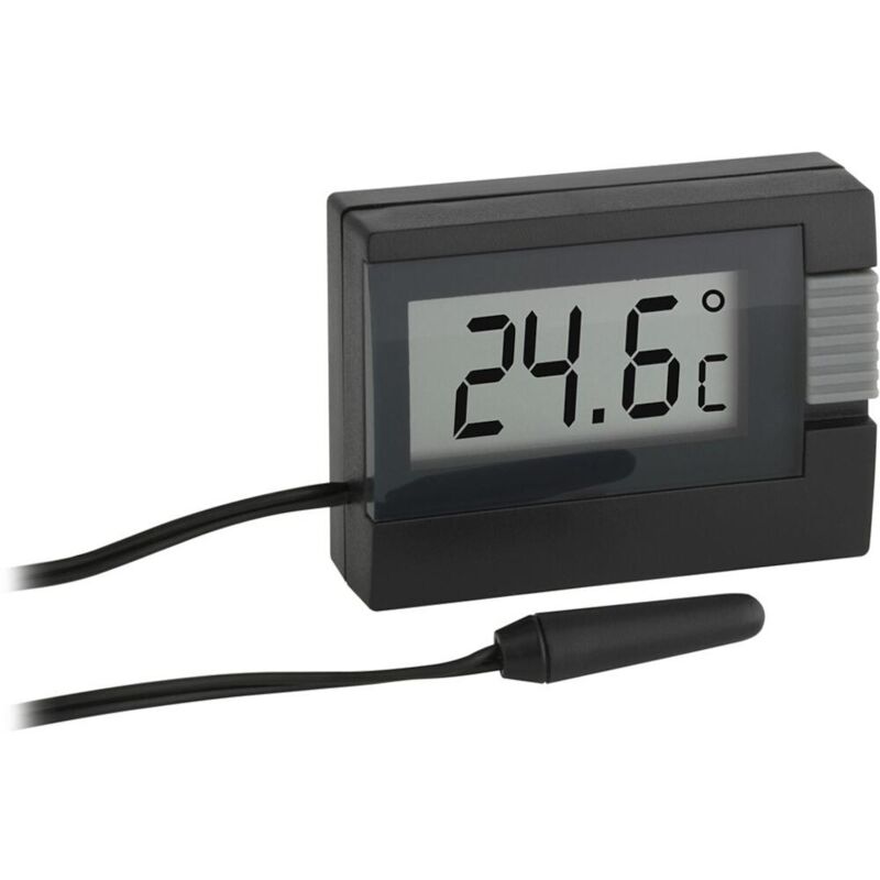 Image of Tfa Dostmann - Digitales Innen-Außen-Thermometer, schwarz mit wasserdichtem Kabelfühler