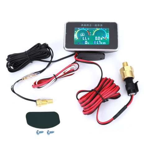 Digitales Kfz-Voltmeter (9–36 V) mit Kraftstoffanzeige und Temperatur-/Drucksensoren