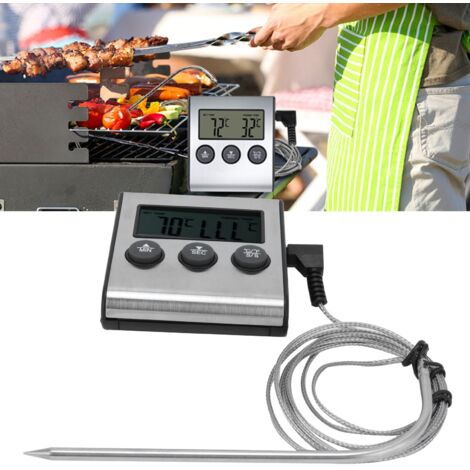 Digitales Küchenthermometer mit klappbarer Sonde, Alarmtimer, Magnet und Ständer für Fleisch-, Grill- und Lebensmitteltemperaturmessung (Kunststoff, 72 mm, 95 g)