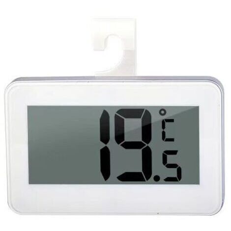 Digitales Kühlschrankthermometer, wasserdichtes Gefrierschrankthermometer mit Haken, gut lesbares LCD-Display, ideal für Zuhause und Büro (-20 bis 60 °C), weiß