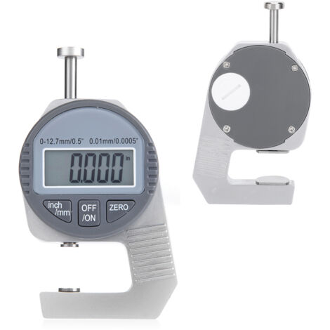 Digitales LCD-Dickenmessgerät 0-12,7 mm/0,5" mit flachem Messkopf, Genauigkeit 0,01 mm/0,0005"