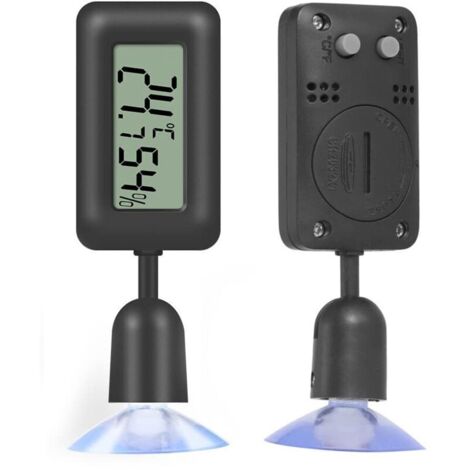 Digitales LCD-Hygrometer mit Thermometer und Hintergrundbeleuchtung für Terrarien, Gewächshäuser und Reptilienbrutkästen (schwarz)