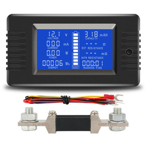 Digitales LCD-Multimeter mit Strom- und Spannungsanzeige, Solarstromanzeige, Amperemeter, Voltmeter und Batteriemonitor