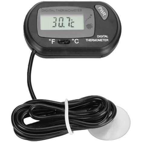 Digitales LCD-Sensor-Aquarien-Wasserthermometer mit Kabel, Schwarz