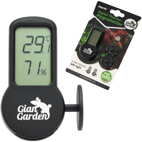Digitales LCD-Thermometer und Hygrometer für Reptilien-Terrarien mit Saugnapf, Terrarienzubehör (schwarz).