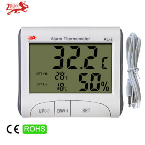 Digitales LCD-Thermometer und -Hygrometer mit Alarmfunktion. Elektronisches Thermometer und Hygrometer für den Innenbereich mit Alarmfunktion und Komfortanzeige.