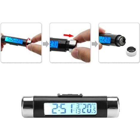 Digitales LKW-Thermometer mit weiß hinterleuchtetem LCD-Bildschirm – Digitale Fahrzeuguhr