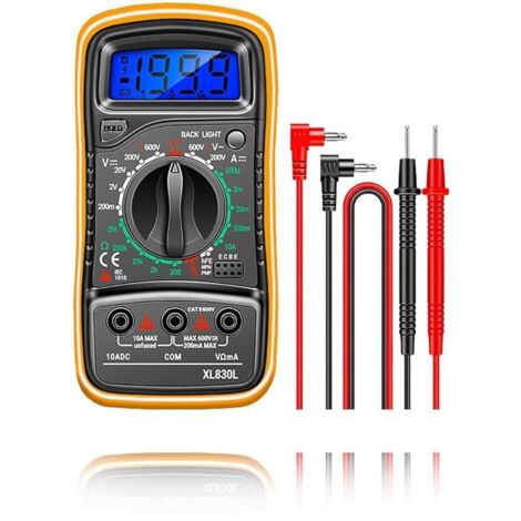 Digitales Multimeter mit Voltmeter – Digitales Multimeter – Voltmeter mit Doppelsicherungen – Tragbares Multimeter mit LCD-Anzeige: Wechsel-/Gleichspannung, Widerstand, Durchgang, Frequenz