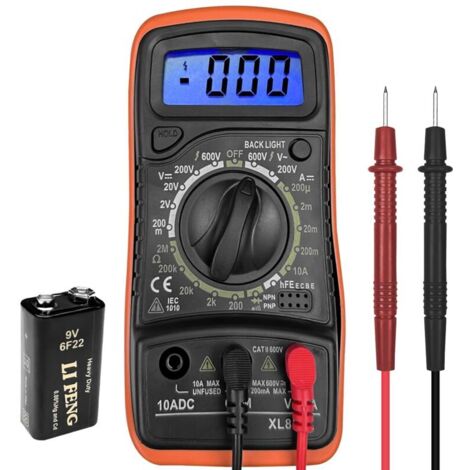 Digitales Multimeter, professionelles elektrisches Messgerät mit LCD-Bildschirm zur Messung von Wechsel- und Gleichspannung, Widerstand und Dioden