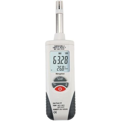 Digitales Psychrometer – Taschenformatiges, hintergrundbeleuchtetes Temperatur- und Feuchtigkeitsmessgerät mit Taupunkt- und Feuchtkugeltemperaturmessung – Batterie enthalten, M350