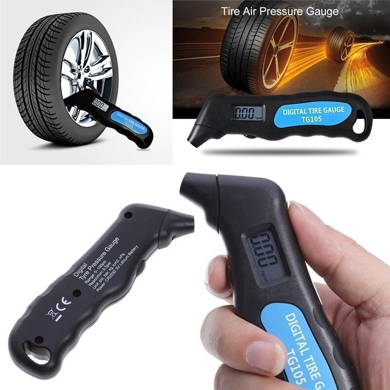 Image of Digitales Reifendruckmessgerät, professionelles LCD-Testgerät für Pkw und Lkw.