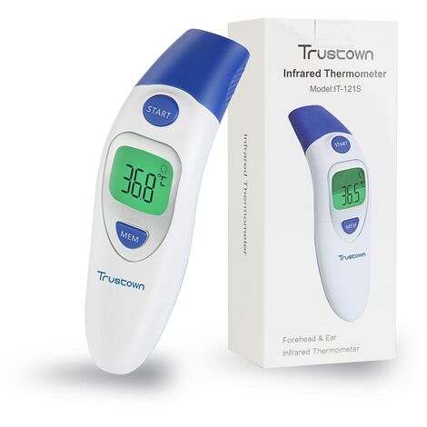 Digitales Stirn- und Ohrthermometer, 4 in 1 Multifunktions-Infrarot-Thermometer, 1-Sekunden-Messung, 20 Speicherfunktionen, Hochtemperaturalarm für Kinder, Erwachsene und Gegenstände